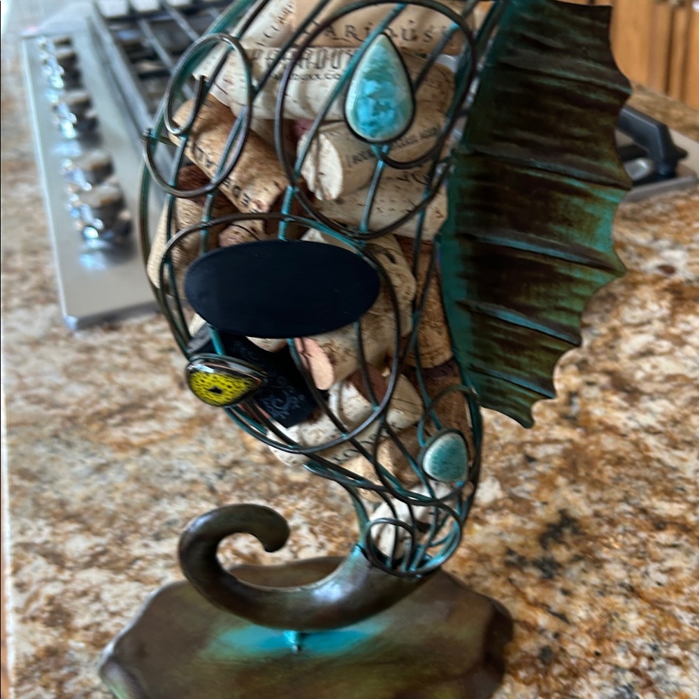 Decorative Seahorse Cork Holder - Green Bronze Finish - Picture 5 of 5